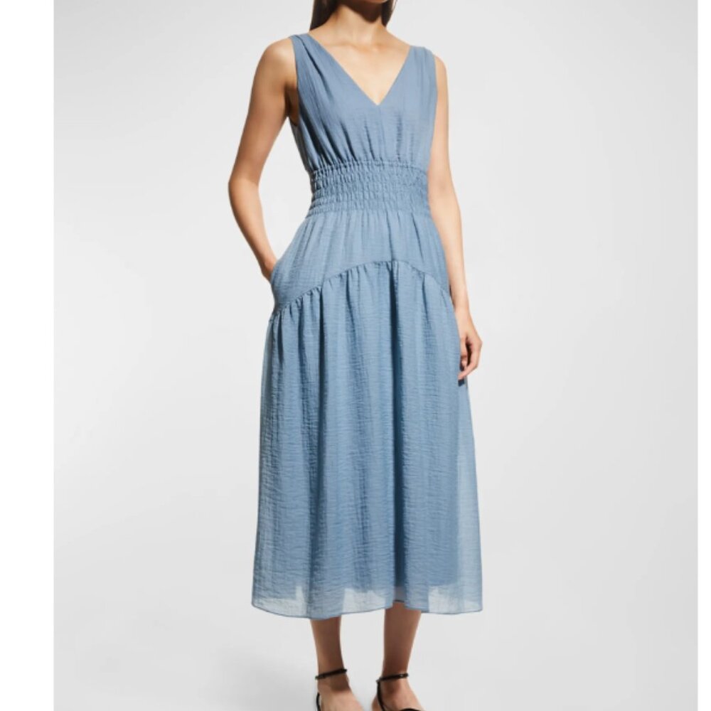 Vince v-neck smocked midi dress NWT Size M